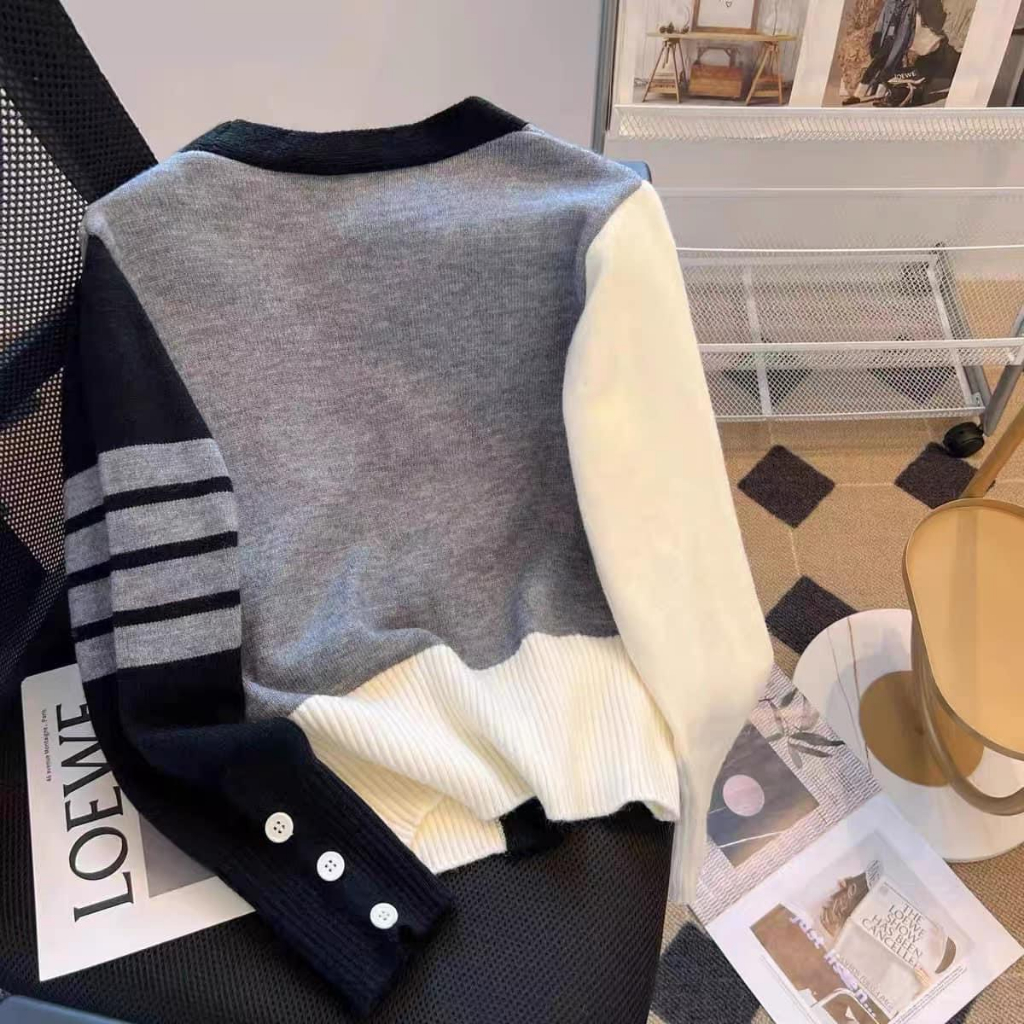 ÁO LEN CADIGAN THƠM GHI XÁM TAY CÚC