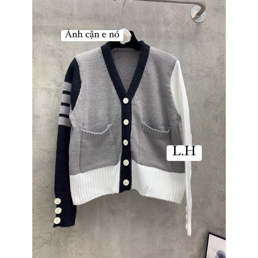 ÁO LEN CADIGAN THƠM GHI XÁM TAY CÚC