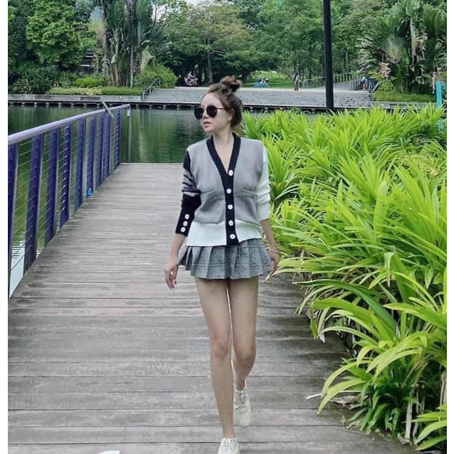 ÁO LEN CADIGAN THƠM GHI XÁM TAY CÚC