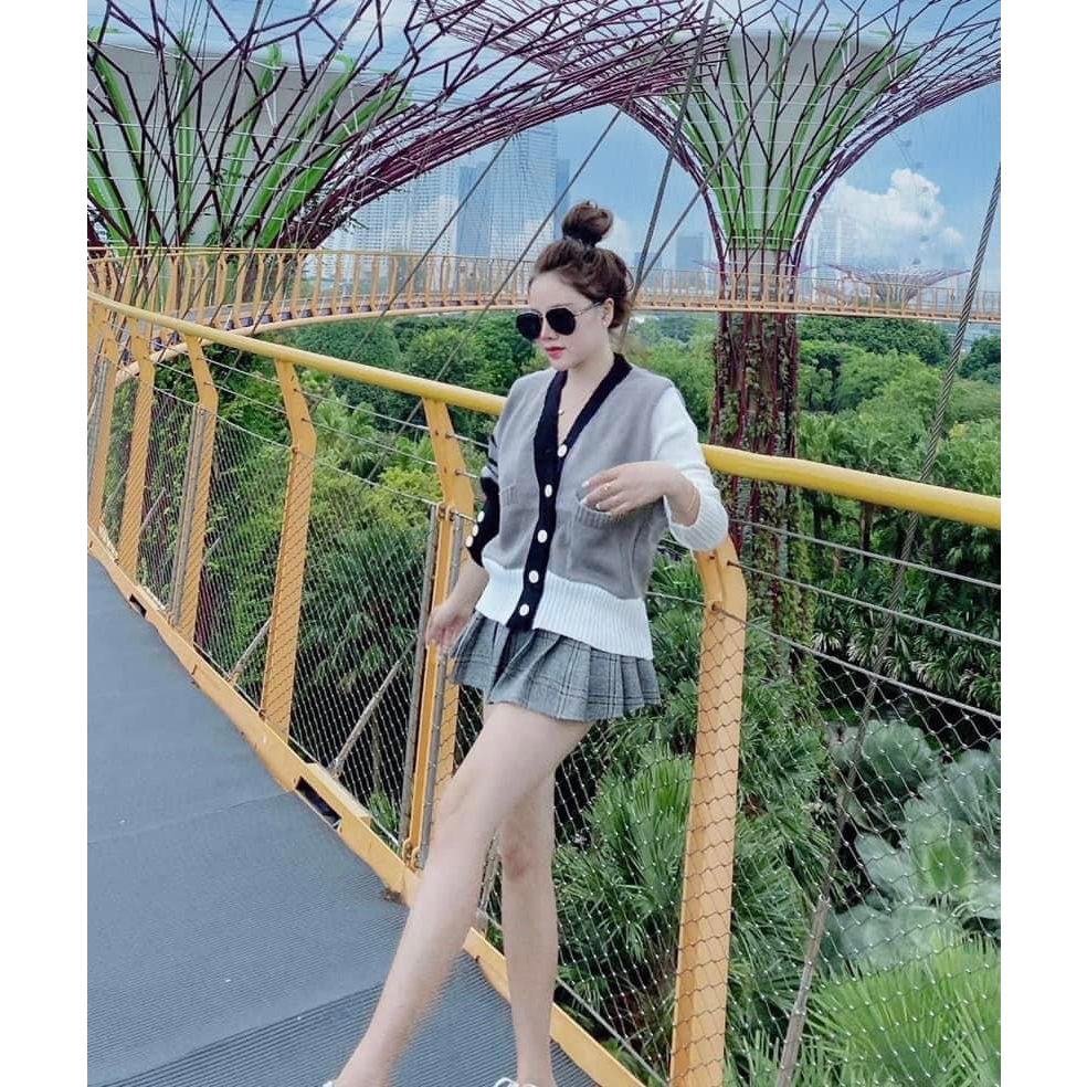 ÁO LEN CADIGAN THƠM GHI XÁM TAY CÚC