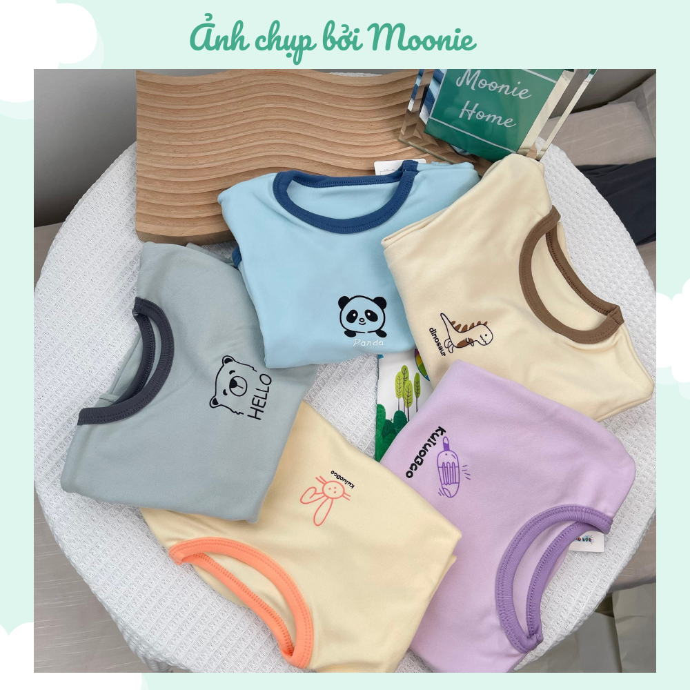 Bộ Nỉ Cotton Mềm Mịn Dài Tay Thu Đông Cho Bé Trai/ Bé Gái BN-12