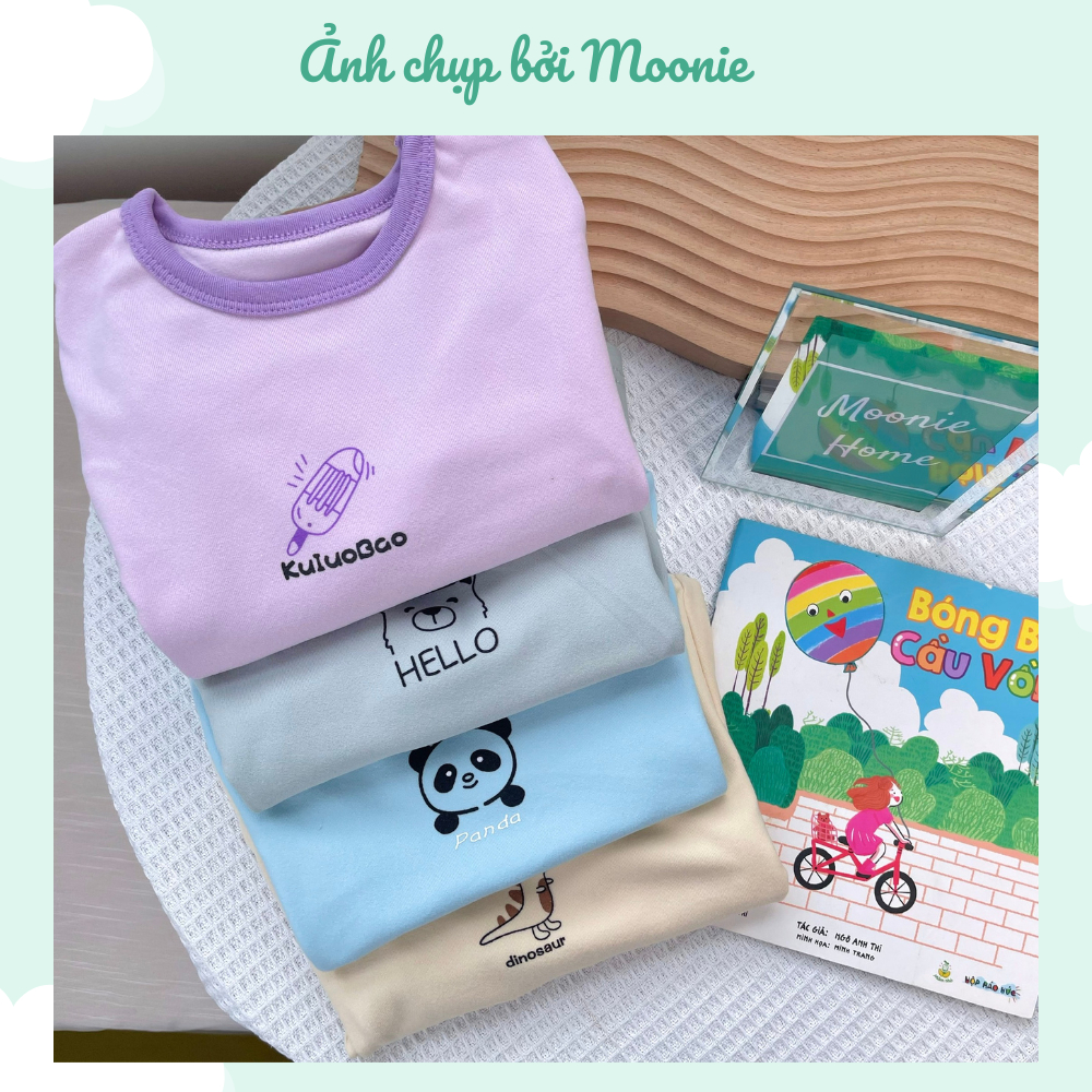 Bộ Nỉ Cotton Mềm Mịn Dài Tay Thu Đông Cho Bé Trai/ Bé Gái BN-12