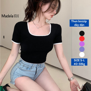 Áo babytee đen trắng phối viền - Áo đen trắng basic dáng baby tee