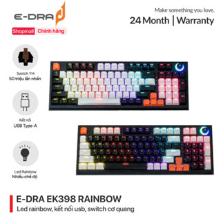 Bàn phím máy tính gaming có dây E-dra EK398 Beta / EK398 Alpha Blue /Brown /Red Switch - Chính hãng