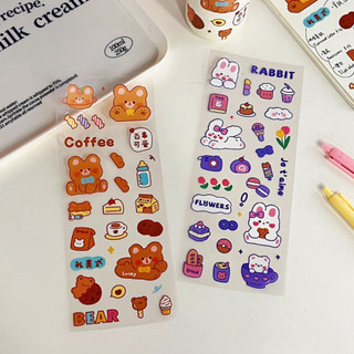 Hình dán sticker chacha & ruirui, sticker pvc trong suốt chống nước dễ thương, hình dán trang trí cute yuumoon
