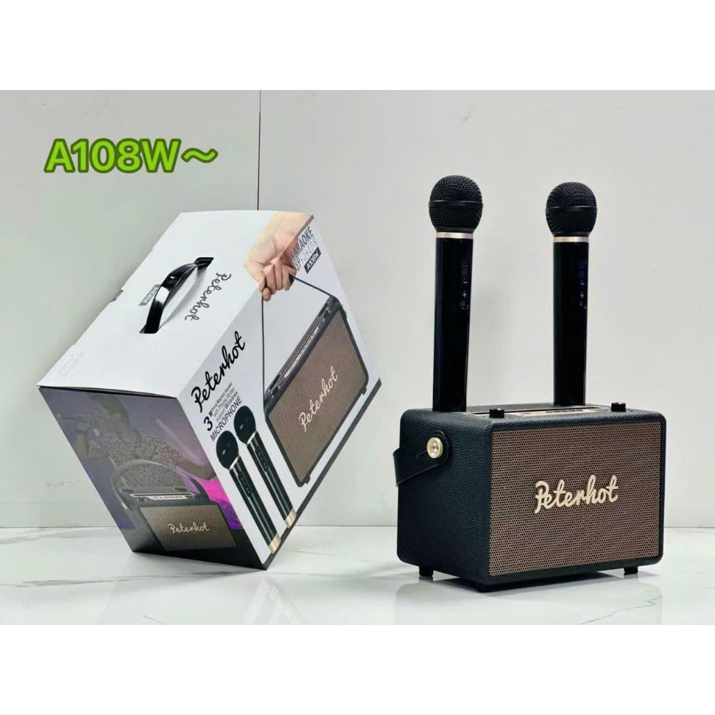 Loa karaoke Peterhot A108W, A106W kèm 2 micro không dây, công suất 56W, loa bluetooth âm thanh siêu đỉnh