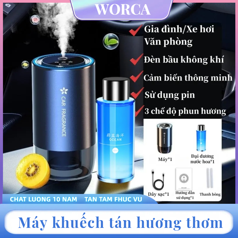 WORCA Máy Khuếch Tán Ô Tô, Khử Mùi Hôi Xe Hơi, Nhà Vệ Sinh,Máy phun sương tạo ẩm, xông tinh dầu mini dùng cho xe hơi