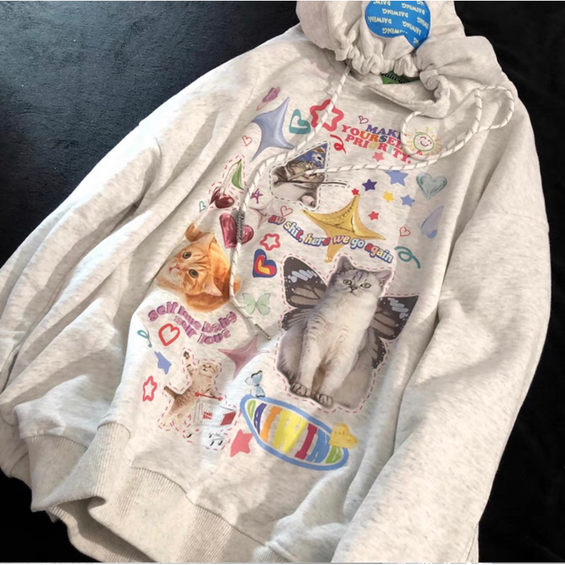 Hoodie nỉ bông mèo Daiwing / cherry.order