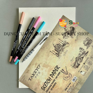 [ Tâm Tâm ] Giấy vẽ Chì TAKEYO  160gsm / 100 gsm, SKETCH PAPER , phù hợp vẽ Sáp, Chì , Phấn