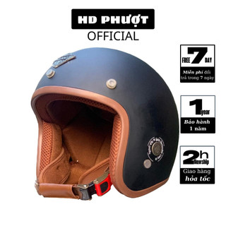 Mũ 3/4 đầu đi phượt Napoli SH1 loại cao cấp rong nâu Freesize 55-58 cm - Nón bảo hiểm 3/4 đầu bảo hành 12 tháng