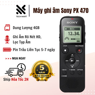 Máy ghi âm SONY PX470 chính hãng, thời gian ghi âm liên tục 72h, ghi âm nghe nhạc MP3 BH 5 Năm