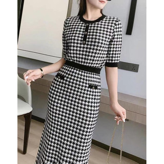 Set áo + váy bo lai hoạ tiết