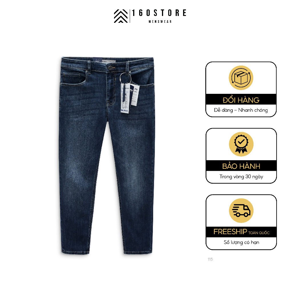 Quần jean nam Smart Jeans ICONDENIM Dark Blue Form Smart Fit năng động co giãn - QJID0115