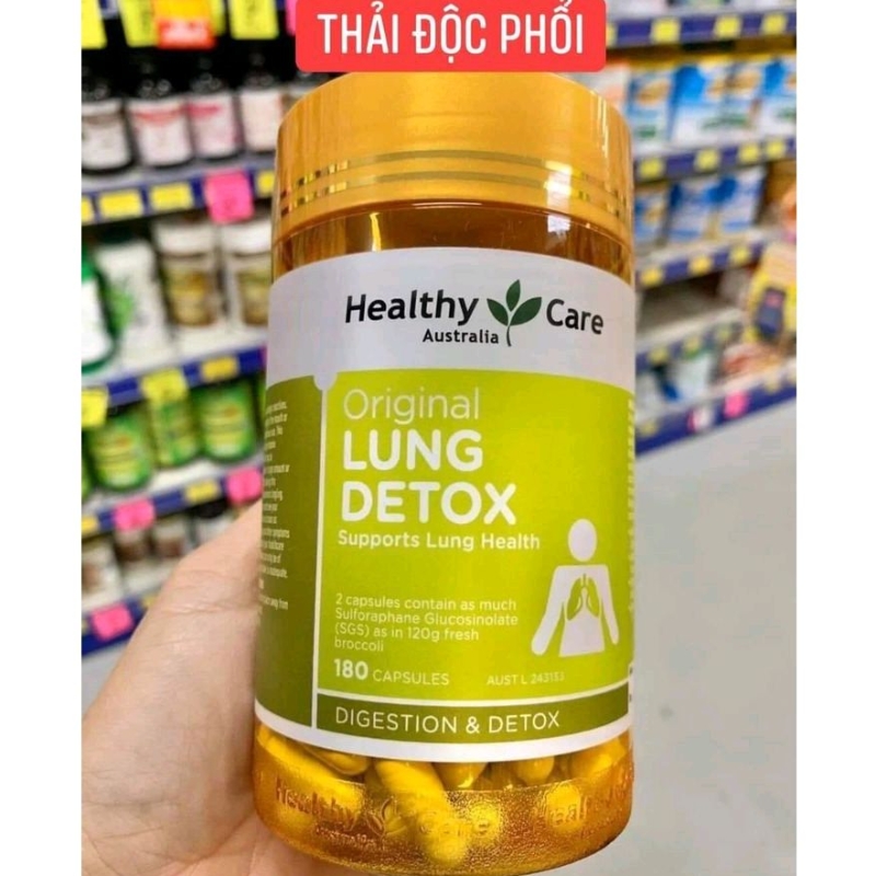 Thải độc phổi Lung Detox Healthy Care, lọ 180 viên
