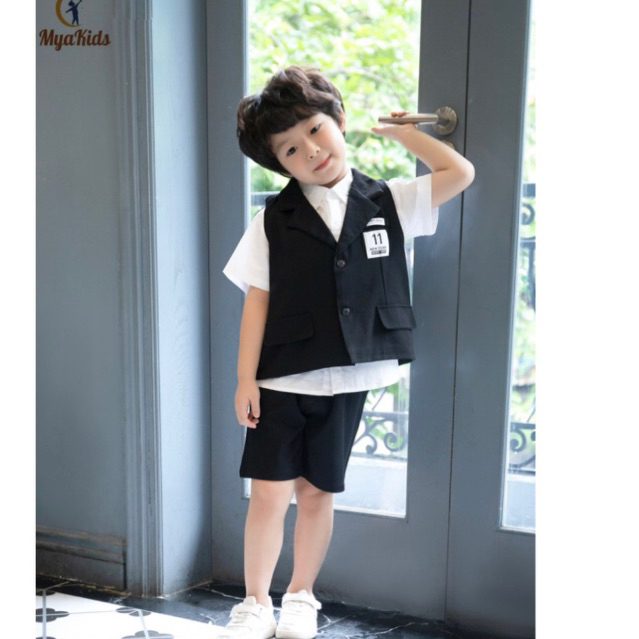 Vest Bé Trai, Bộ Vest Bé Trai  MyaKids Phong Cách Hàn Quốc 3 Chi Tiết Hàng Thiết Kế