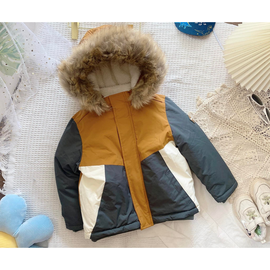 Áo khoác lót lông tape dư xịn mũ lông tháo rời