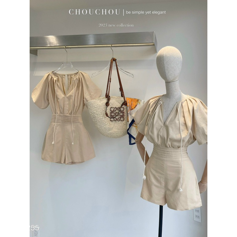 Pass jumpsuit xếp ly tay phồng