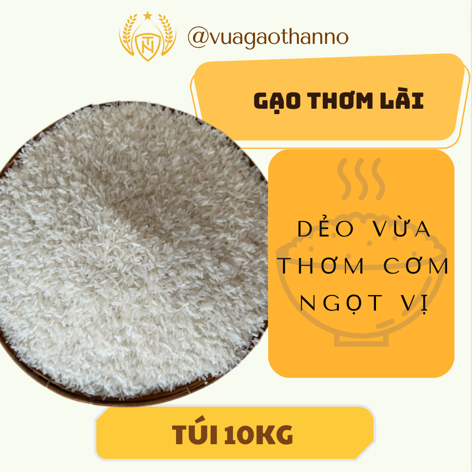 Gạo thơm lài - Dẻo vừa thơm cơm - Túi 10kg