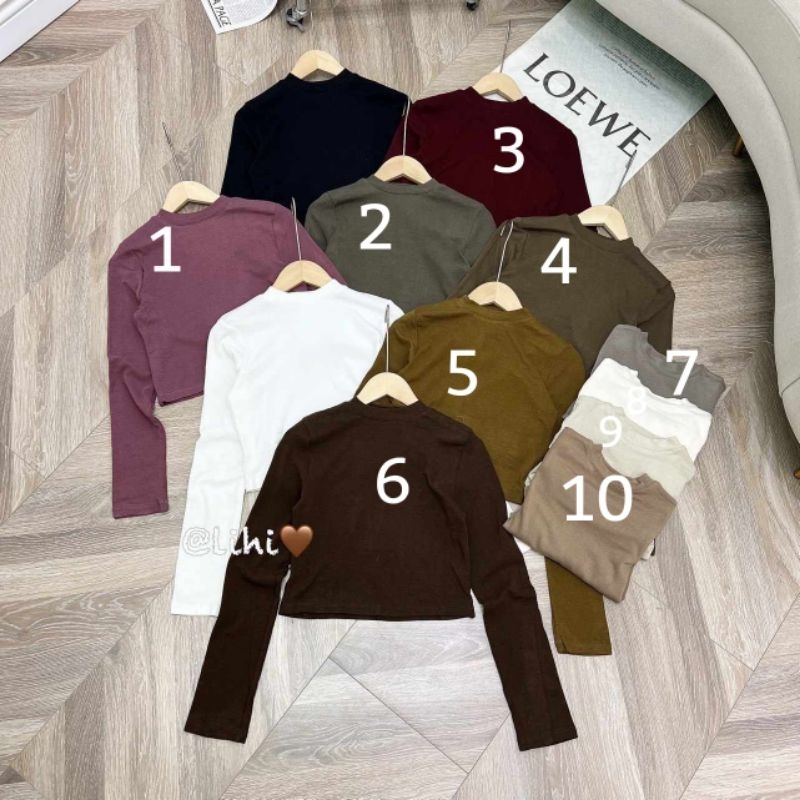 Áo thun trơn dài tay croptop hàng QC