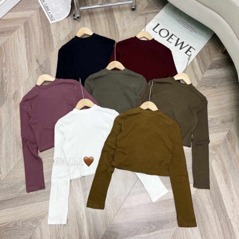 Áo thun trơn dài tay croptop hàng QC