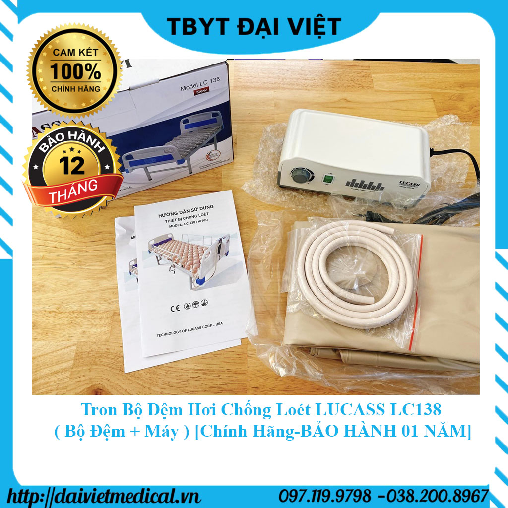 Tron Bộ Đệm Hơi Chống Loét LUCASS LC138 ( Bộ Đệm + Máy ) [Chính Hãng-BẢO HÀNH 01 NĂM]