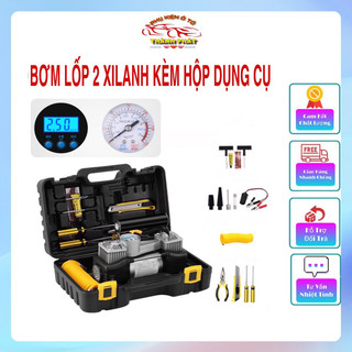 Máy bơm hơi 2 xilanh 280w nguồn 12v - Bơm lốp ô tô không dây chuyên nghiệp kiêm kích bình Acquy FOXSUR