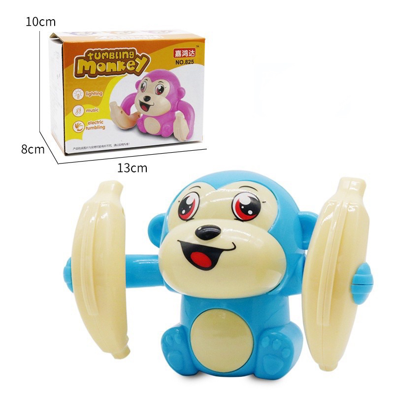 Đồ chơi con khỉ nhào lộn giải trí cho trẻ em, khỉ con xoay 360 độ có nhạc và đèn đáng yêu