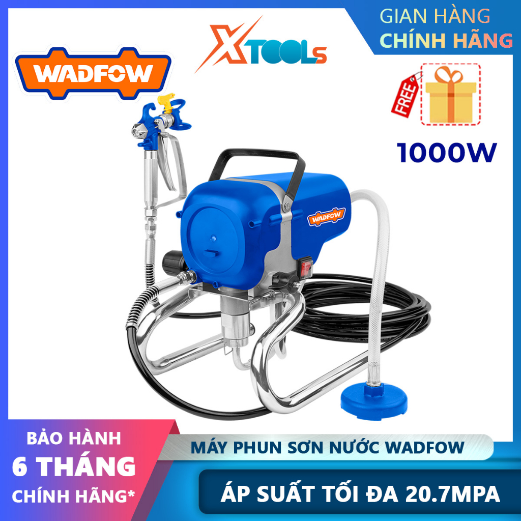 Máy phun sơn nước WADFOW WAY1A10 1000W, áp suất tối đa 20.7MPa, kèm súng phun và vòi phun 517 - chính hãng