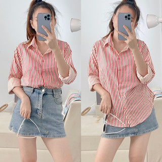 Áo sơ mi chất xốp cho nữ freesize phong cách, sơ mi nữ form rộng phong cách hàn quốc