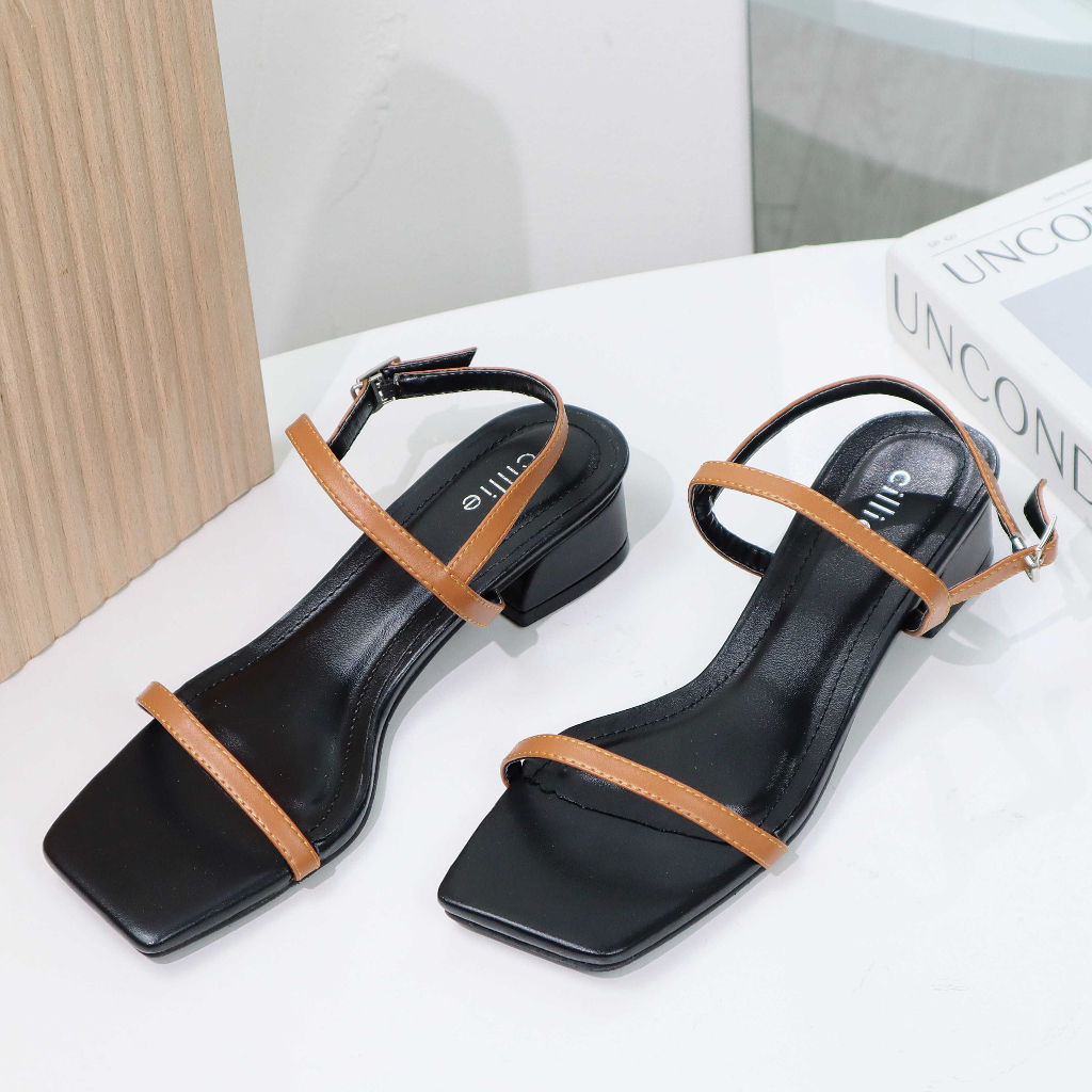 Giày sandal cao gót nữ quai dây basic mang đi làm đi chơi 1002