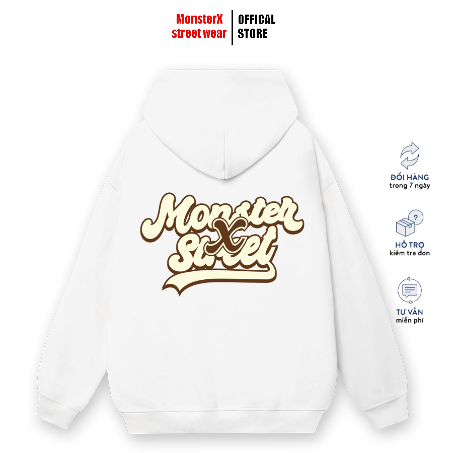 Áo hoodie nỉ bông Monster X Street Bowling M nam nữ form rộng thu đông Local Brand