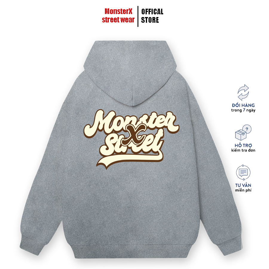 Áo hoodie nỉ bông Monster X Street Bowling M nam nữ form rộng thu đông Local Brand