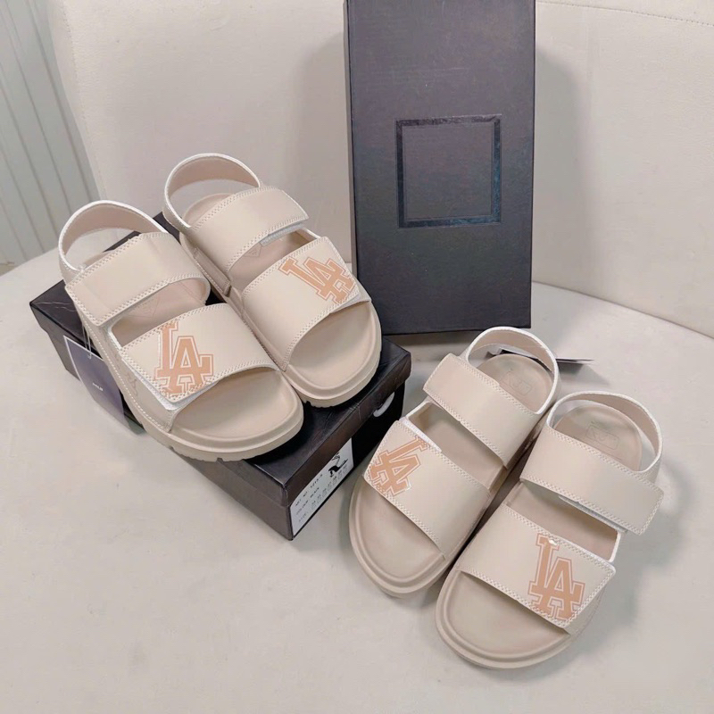 Giày xăng đan nữ MLB LA NY, sandal hai quai phối màu siêu xinh hàng fullbox cao cấp chuẩn Au đế êm cao 3cm