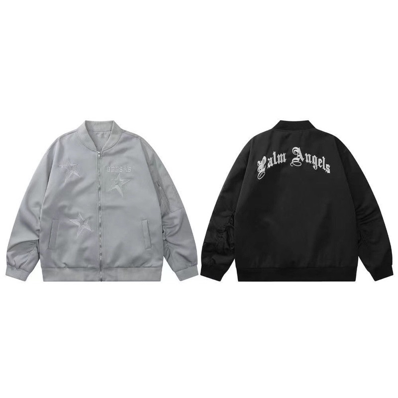 Áo khoác bomber hình thêu ngôi sao,phong cách đường phố unisex