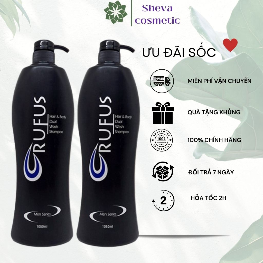 ComBo 2 Chai Sữa tắm gội Rufus nam 1050ml Malaysia_ Sữa tắm nhập khẩu_ Sữa tắm nam cao cấp thơm lâu