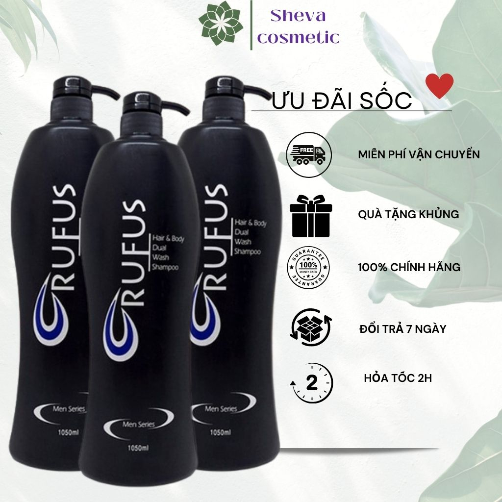 ComBo 3 Chai Sữa tắm gội Rufus nam 1050ml Malaysia_ Sữa tắm nhập khẩu_ Sữa tắm nam cao cấp thơm lâu