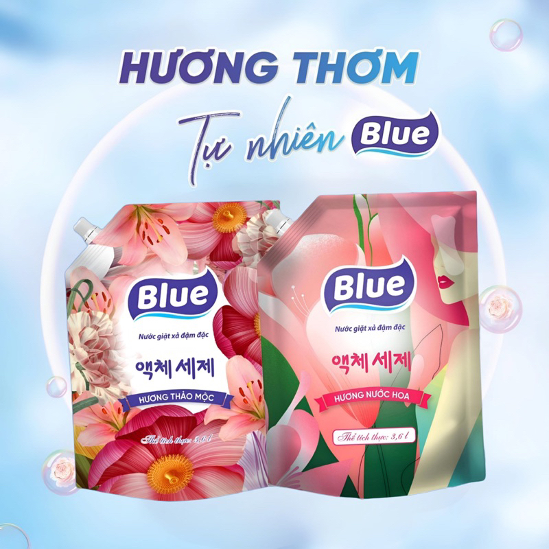 Nước Giặt Blue Hàn Quốc 3600ml [Hoả Tốc]Lưu Hương Đậm Sâu - Nhận diện Thương Hiệu Mới