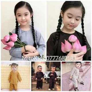 (6-34kg) Đồ lam bé trai bé gái. Bộ lam lễ chùa cho bé mẫu vạt hò