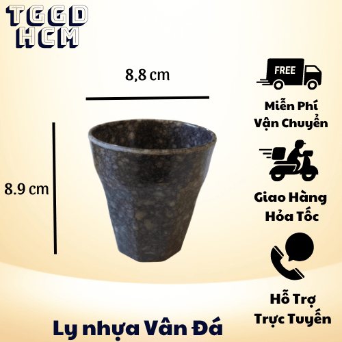 Ly Nhựa Melamine nhuthaco Vân Đá màu kem - màu xám - màu đen có 2 size