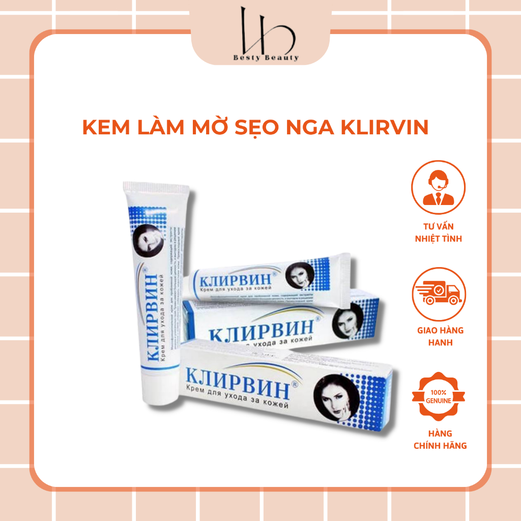 Kem Sẹo Nga Klirvin Mờ Sẹo Lồi, Sẹo Lõm, Làm Mờ Vết Sẹo Thâm Cải Thiện Vùng Da Tối Màu 25gr - Besty Beauty