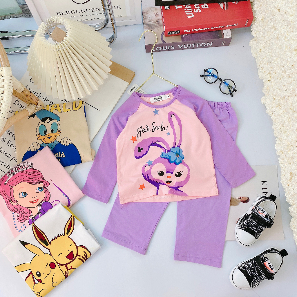 Bộ dài tay thu đông bé gái nhân vật hoạt hình Pony, Minnie, Mickey...size 11-33kg