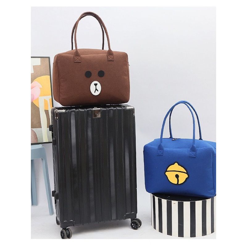 Túi Du Lịch Cỡ Lớn Bằng Vải Nỉ Họa Tiết Hoạt Hình Dễ Thương 40x20x30cm