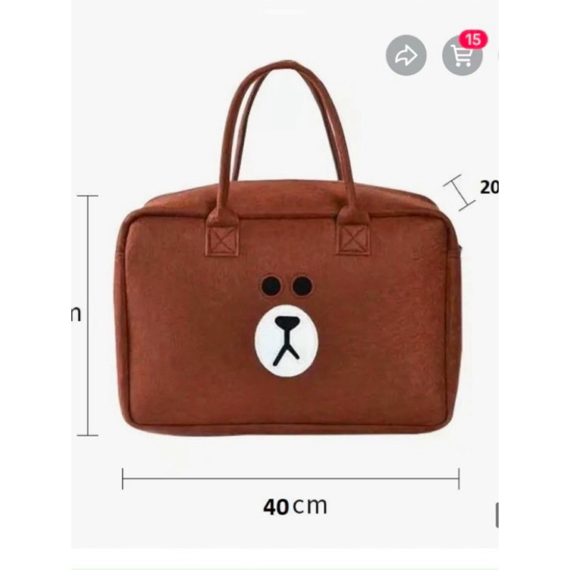 Túi Du Lịch Cỡ Lớn Bằng Vải Nỉ Họa Tiết Hoạt Hình Dễ Thương 40x20x30cm