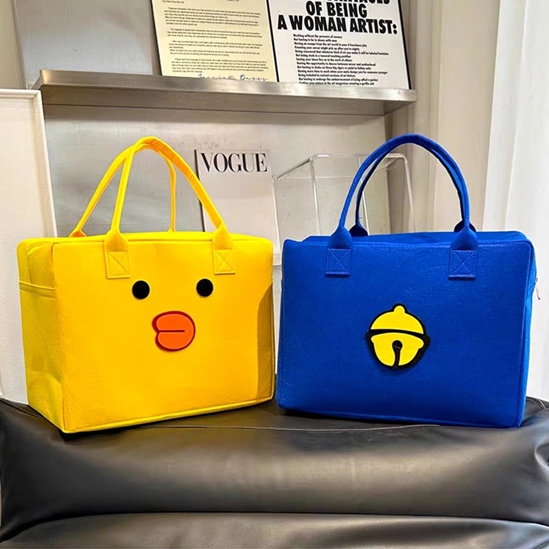 Túi Du Lịch Cỡ Lớn Bằng Vải Nỉ Họa Tiết Hoạt Hình Dễ Thương 40x20x30cm