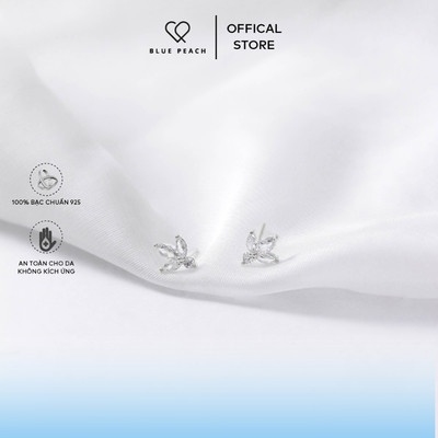 Khuyên Tai Blue Peach KT 3 Lá Chấm Đá KT585