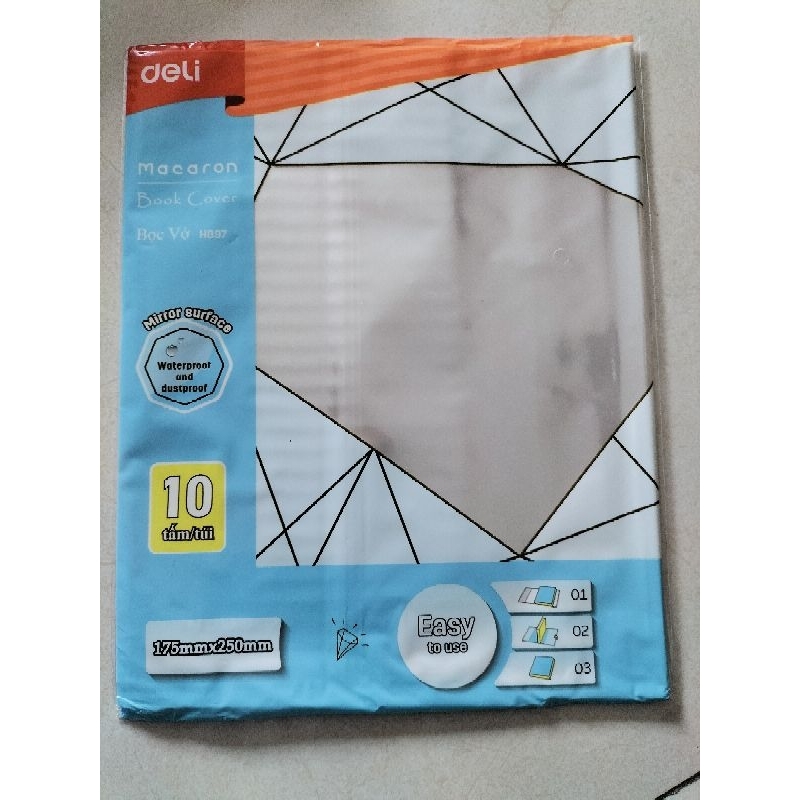 Tập 10 bọc vở cấp 2 deli 17.5x25.0cm