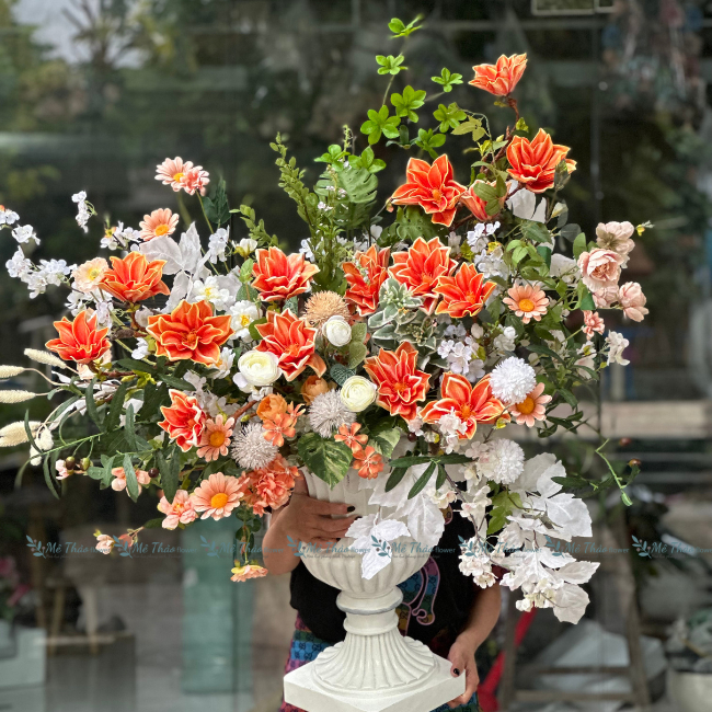 Bình Hoa Mộc Lan Chất Liệu Cao Su Mix Màu Để Trang Trí Nhà Cửa, Văn Phòng, Decor Nội Thất Của Mê Thảo