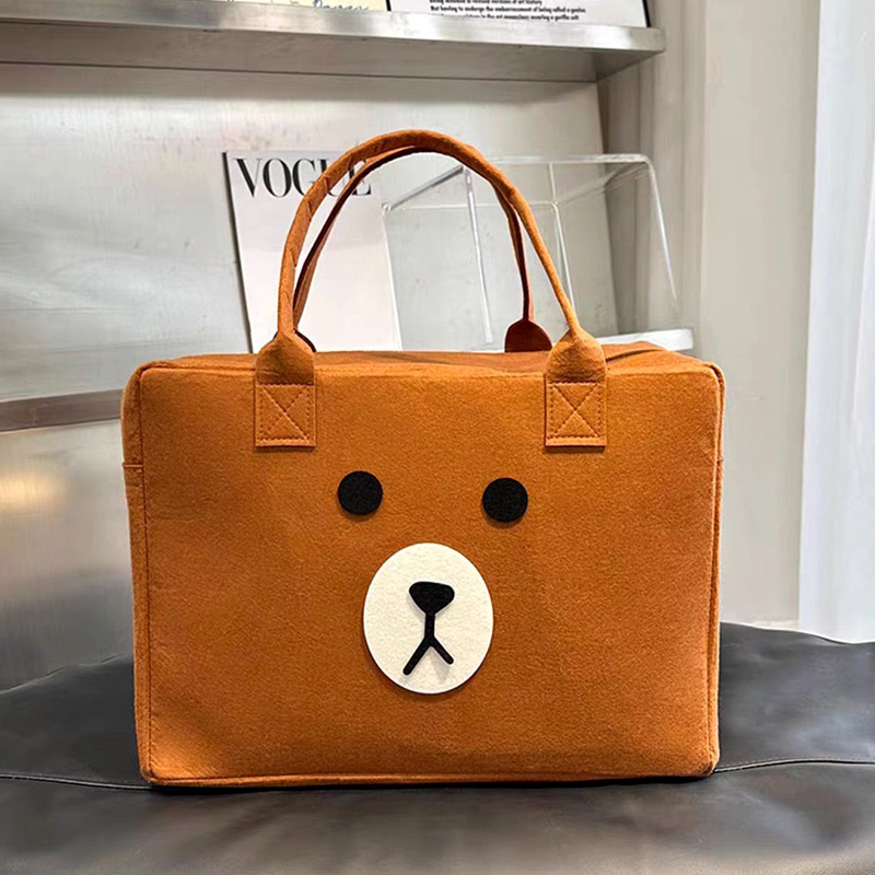 Túi Du Lịch Cỡ Lớn Bằng Vải Nỉ Họa Tiết Hoạt Hình Dễ Thương 40x20x30cm