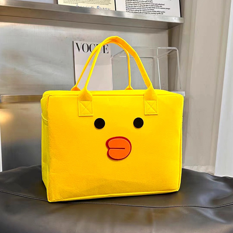 Túi Du Lịch Cỡ Lớn Bằng Vải Nỉ Họa Tiết Hoạt Hình Dễ Thương 40x20x30cm