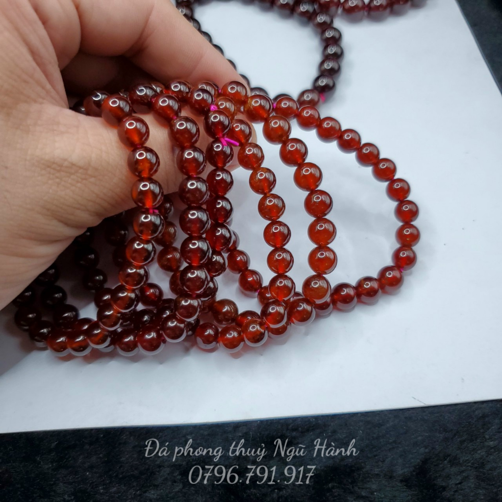 Vòng tay đá granet chất trong siêu đẹp - có kiểm định